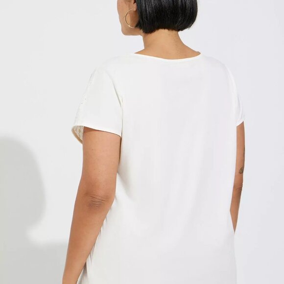 TORRID - Cotton Eyelet Inset Dolman Short Sleeve Tee Torrid size 3 (22-24) - Picture 3 of 6